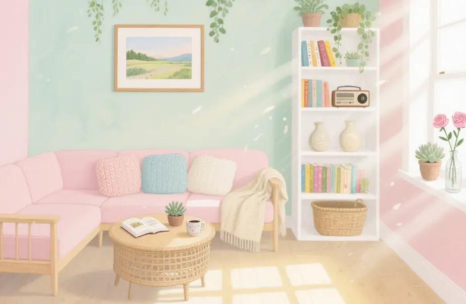 cozy watercolor room