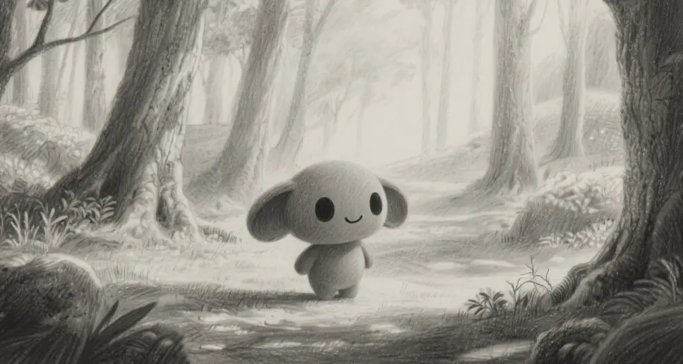 labubu sketch forest