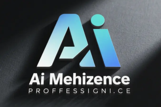 AI-enhanced logo with subtle gradient and shadow, professional branding mockup