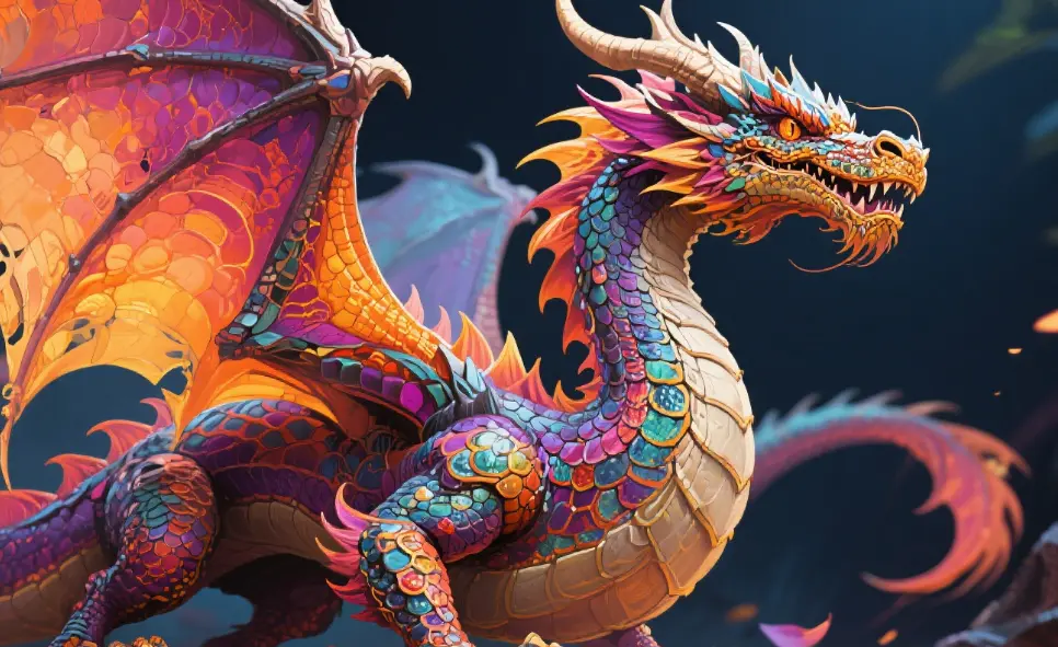 Final high-resolution dragon illustration with vibrant colors and textures