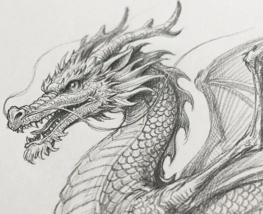 Close-up of sketch details being highlighted